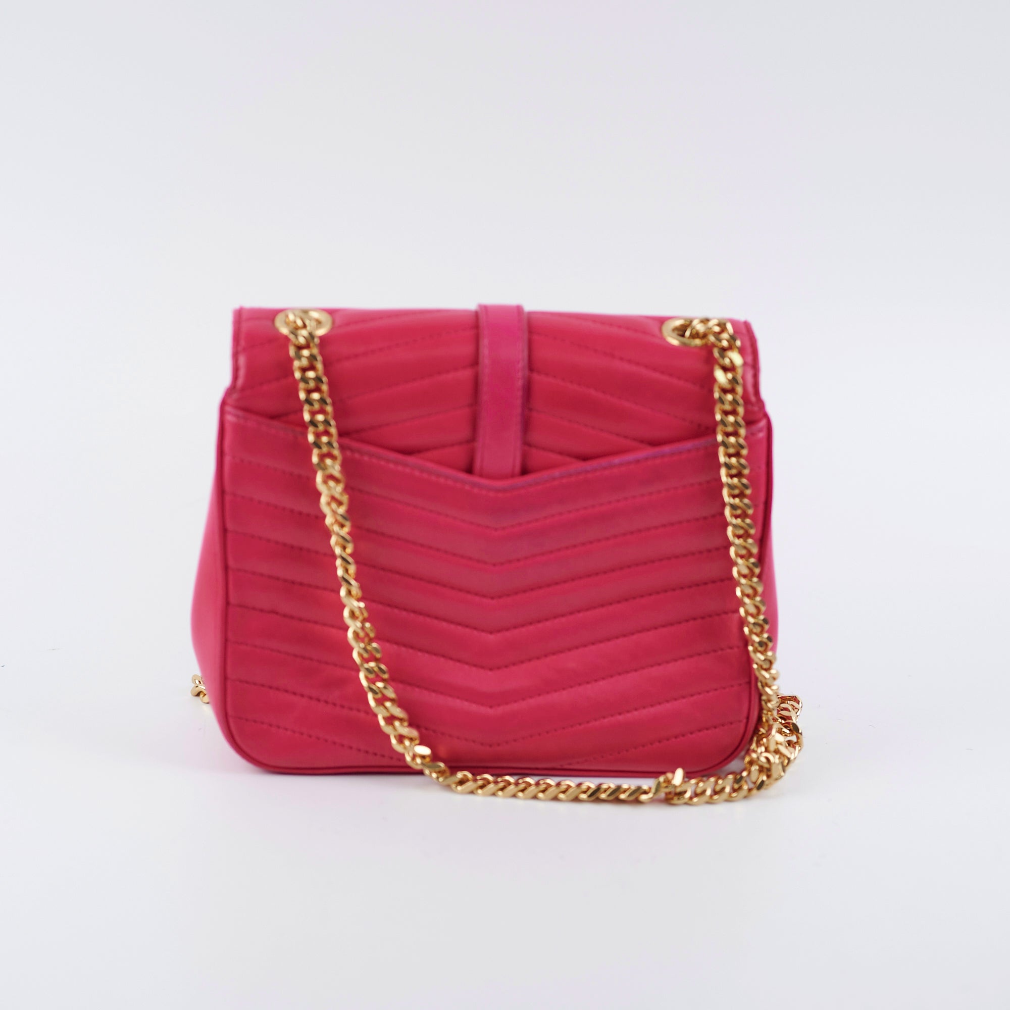 Saint Laurent Small Sulpice Chevron Pink Crossbody Bag