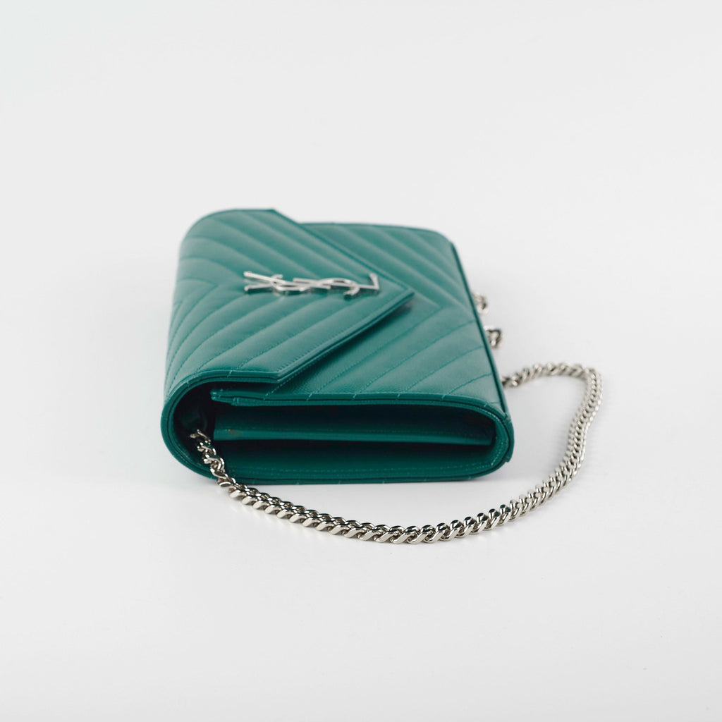 Saint Laurent Cassandre Wallet On Chain (WOC) Teal