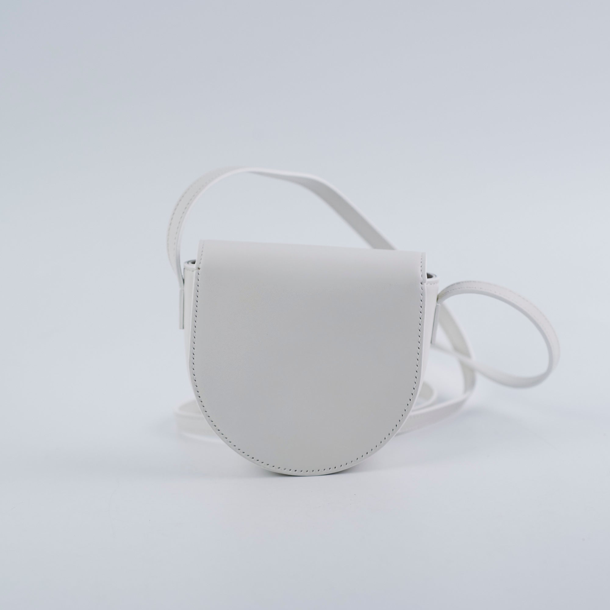 Celine Cuir Mini Triomphe White Crossbody Bag