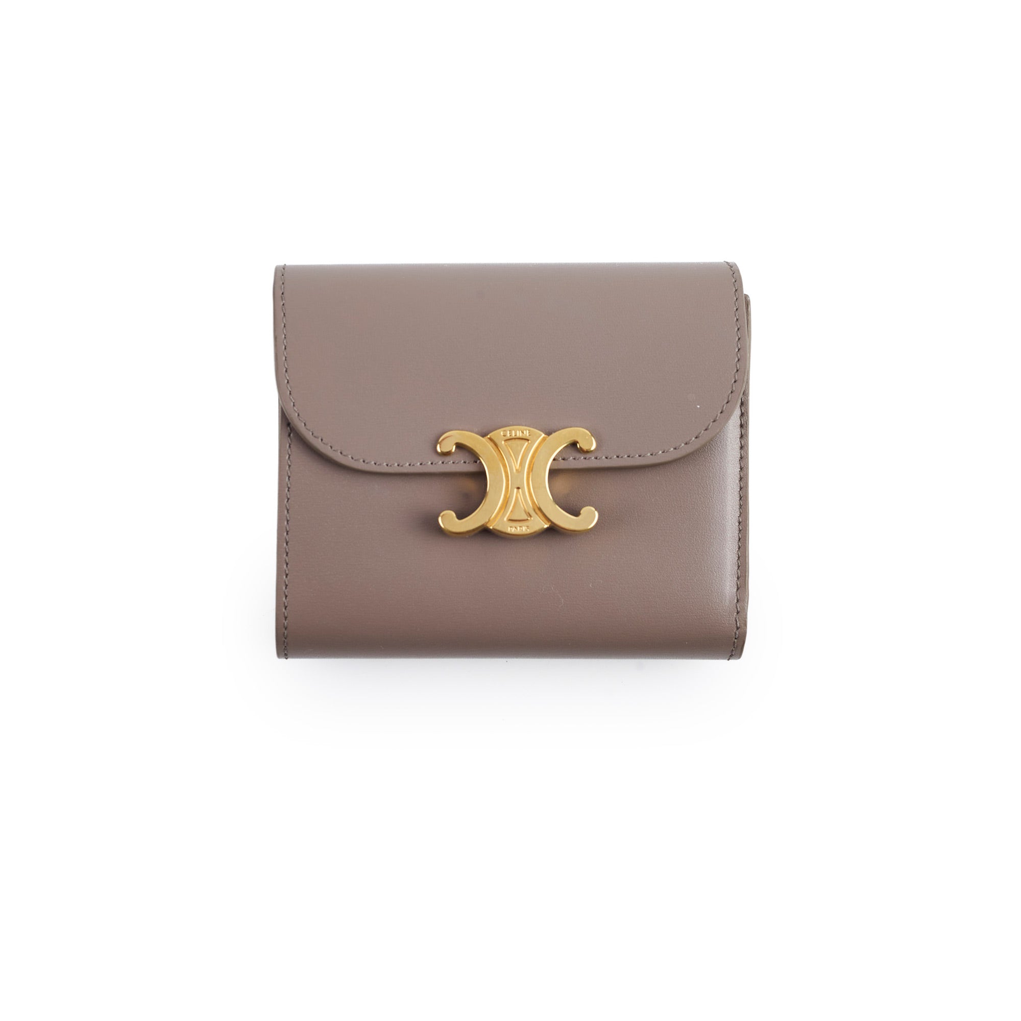 Celine Small Flap Wallet Triomphe in Shiny Calfskin Pebble