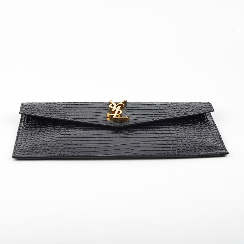 Saint Laurent Croc Embossed Clutch