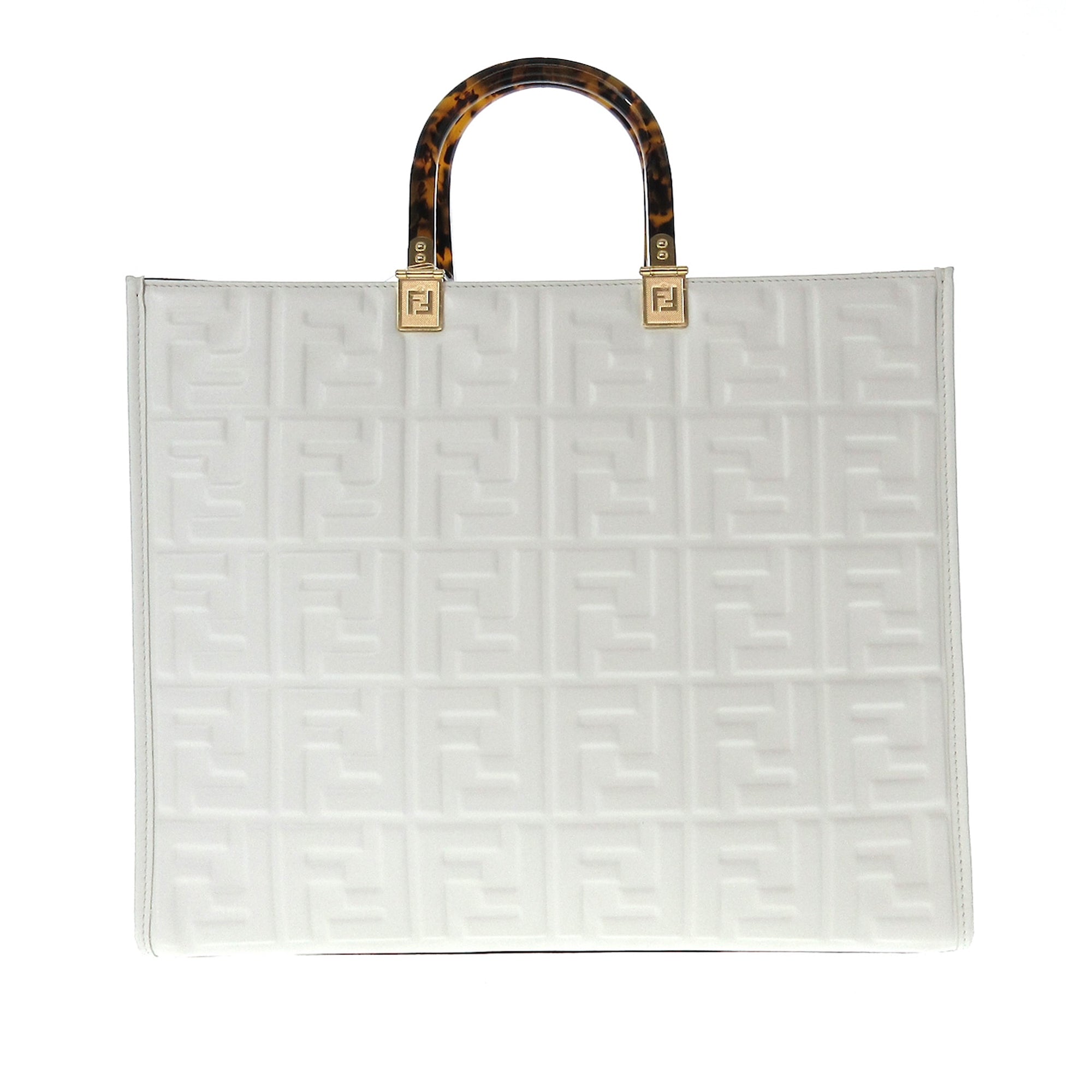 FENDI Medium Embossed Zucca Sunshine Shopper Tote Satchel