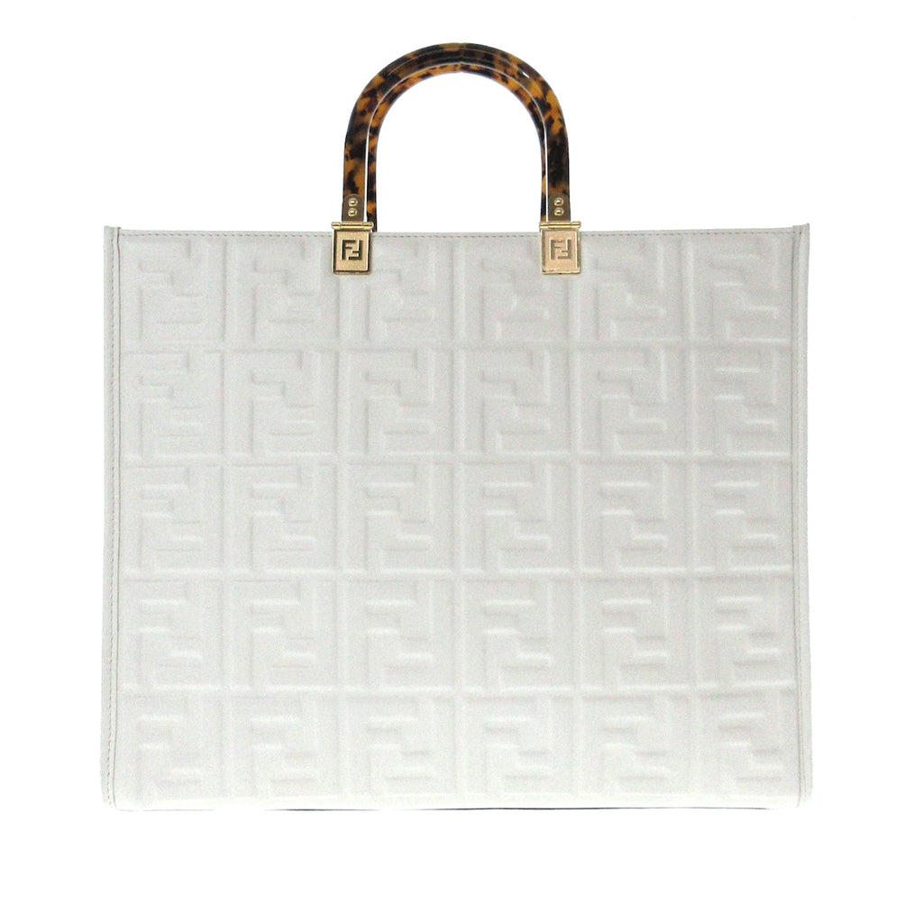 FENDI Medium Embossed Zucca Sunshine Shopper Tote Satchel