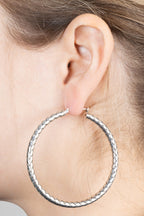 BOTTEGA VENETA Hoop Earrings Intrecciato Silver