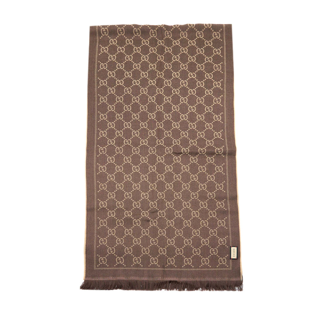 Gucci 180x48cm Scarf Wool Brown
