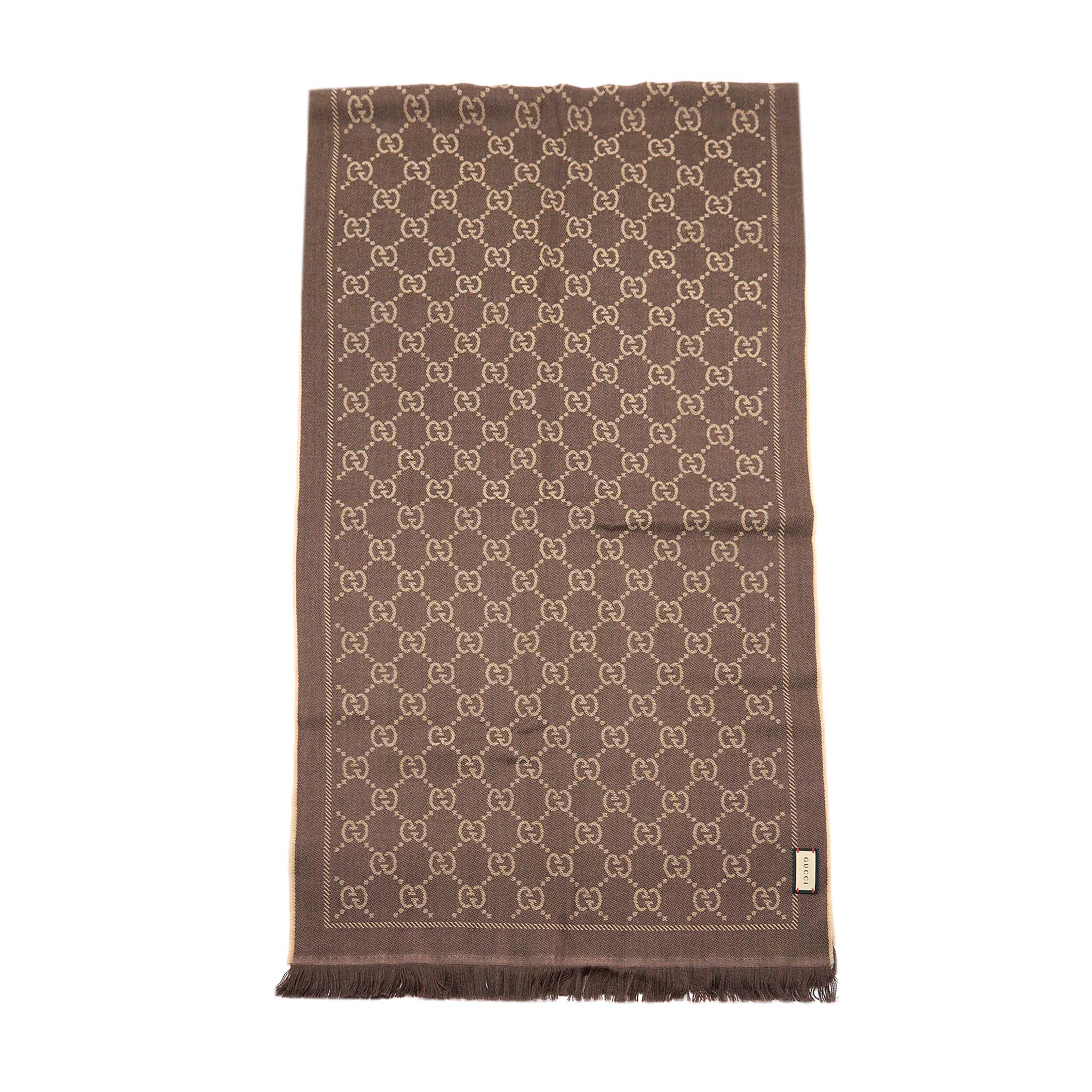 Gucci 180x48cm Scarf Wool Brown
