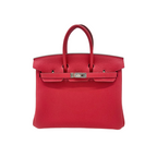 Hermes Birkin 25 Verso Veau Rouge Casaque Togo Palladium Hardware