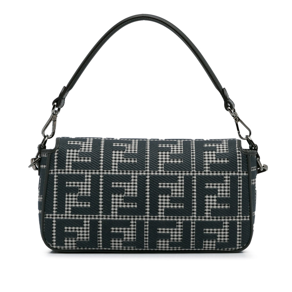 Fendi Baguette Grey Houndstooth Zucca Canvas