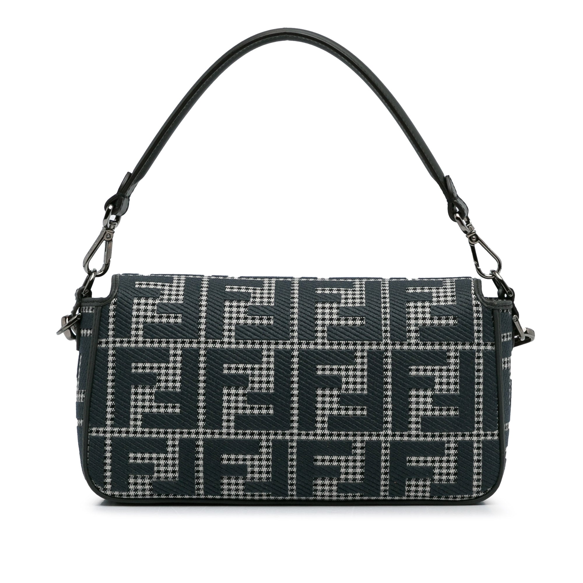 Fendi Baguette Grey Houndstooth Zucca Canvas
