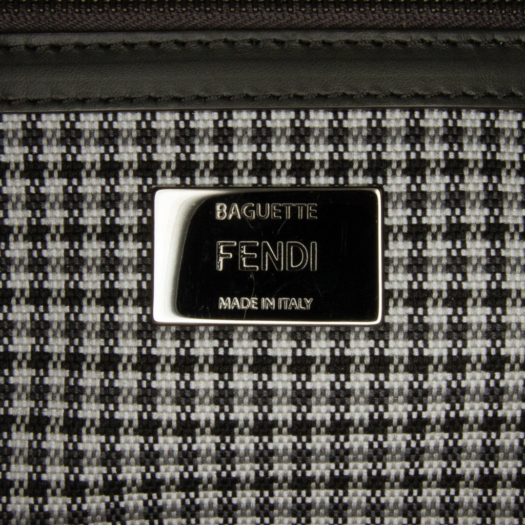 Fendi Baguette Grey Houndstooth Zucca Canvas