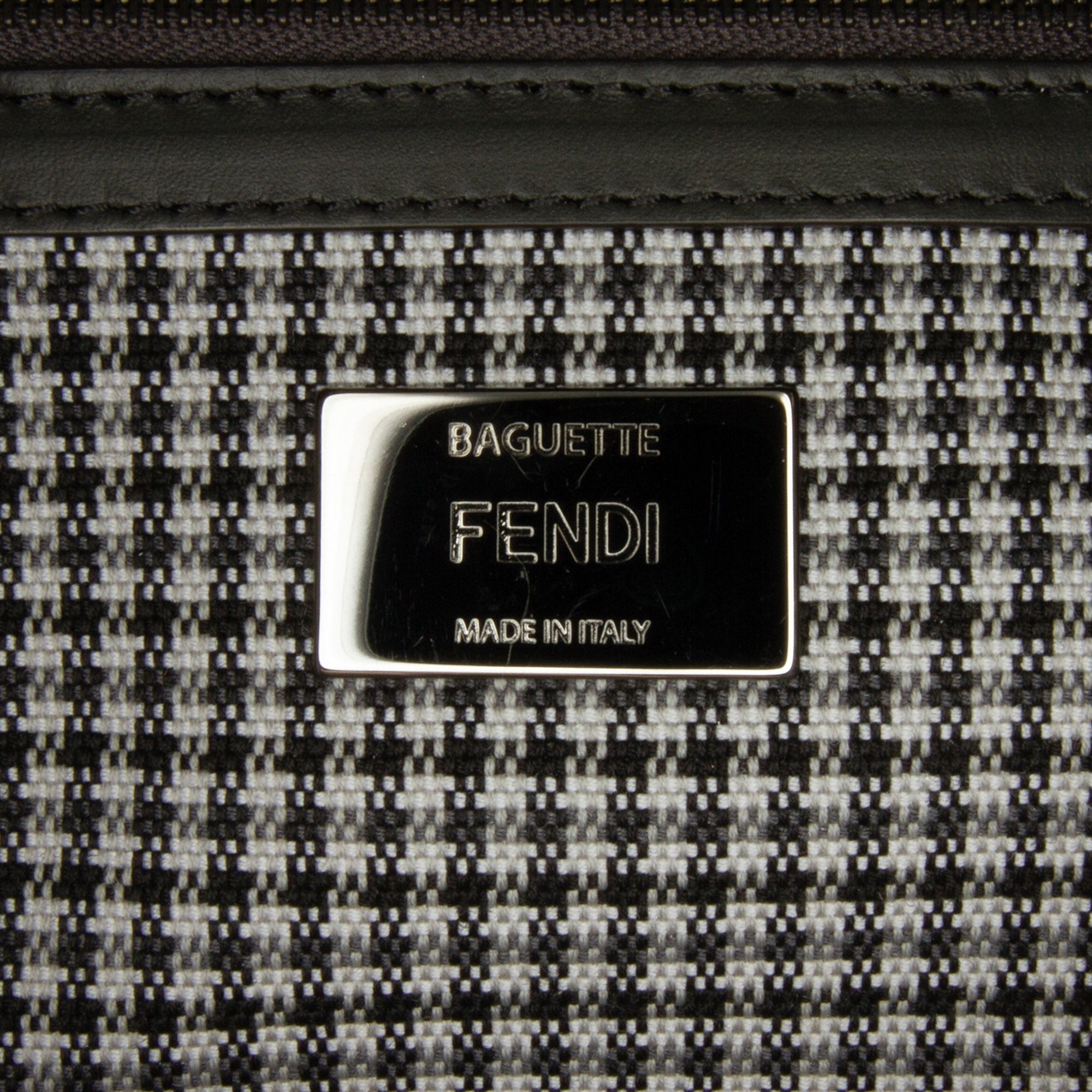 Fendi Baguette Grey Houndstooth Zucca Canvas