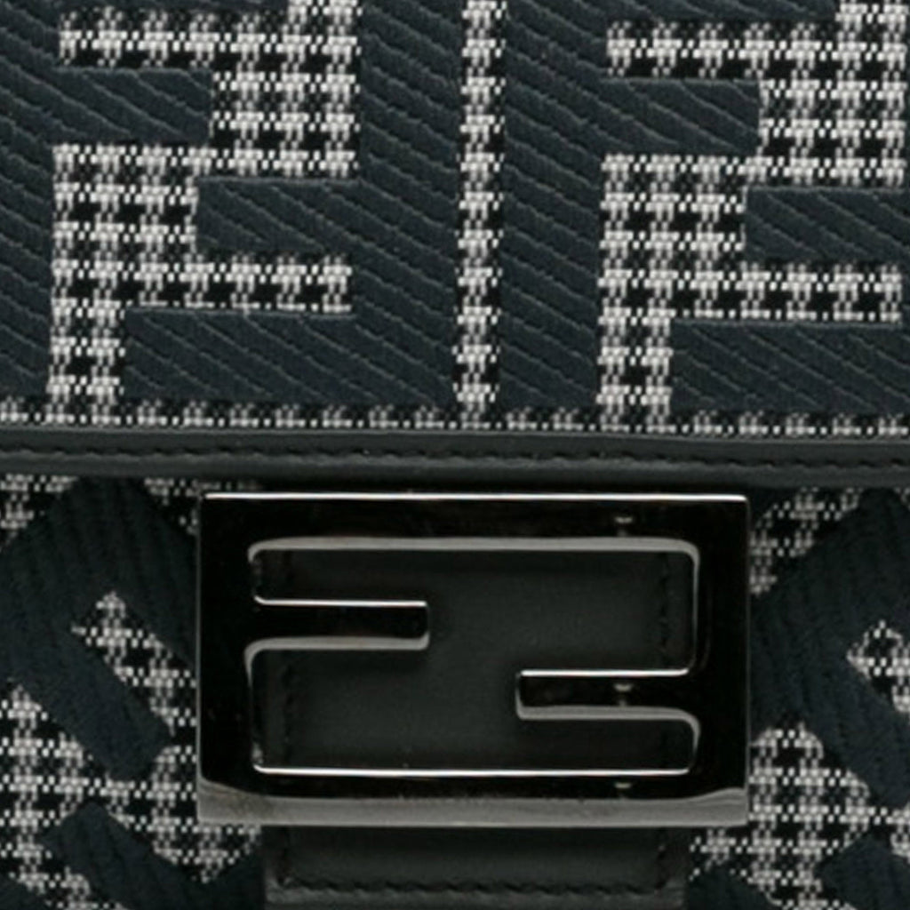 Fendi Baguette Grey Houndstooth Zucca Canvas