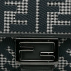 Fendi Baguette Grey Houndstooth Zucca Canvas
