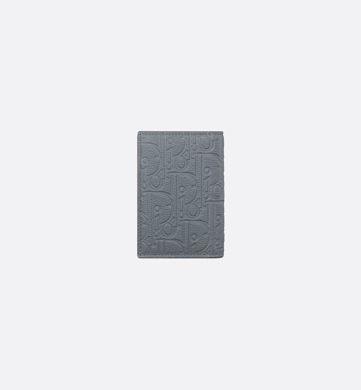 Vertical Bifold Card Holder Deep Gray Dior Gravity Leather