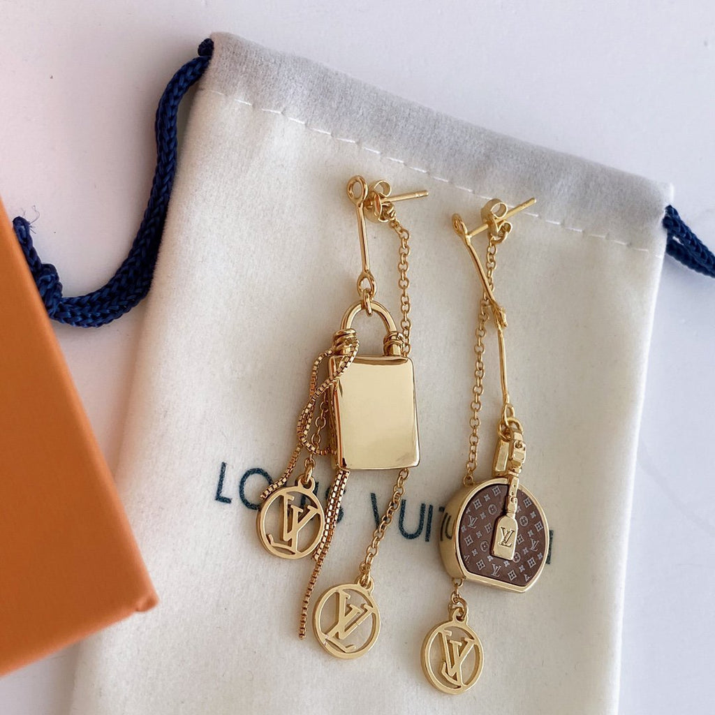 Louis Vuitton MONOGRAM CANVAS MINI MISMATCHED EARRINGS GOLD