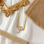 DIOR THREE-LAYER CHAIN PEARL NECKLACE