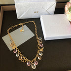 DIOR GOLD-FINISH METAL MULTICOLOR WHITE RESIN PEARL NECKLACE
