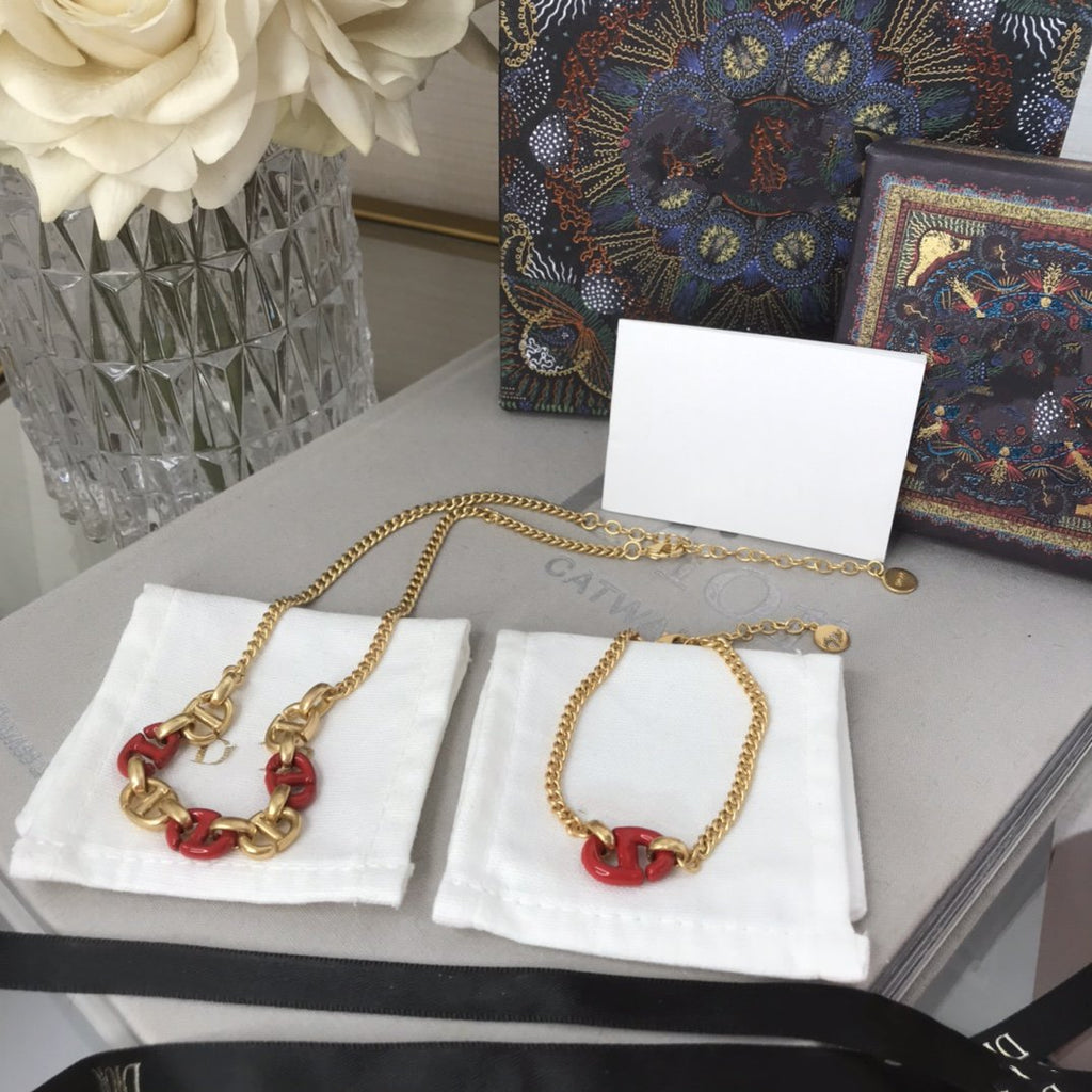 DIOR WOMEN NAVY NECKLACE GOLD-FINISH METAL