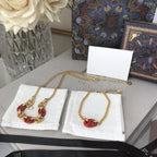 DIOR WOMEN NAVY NECKLACE GOLD-FINISH METAL