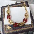 DIOR WOMEN NAVY NECKLACE GOLD-FINISH METAL