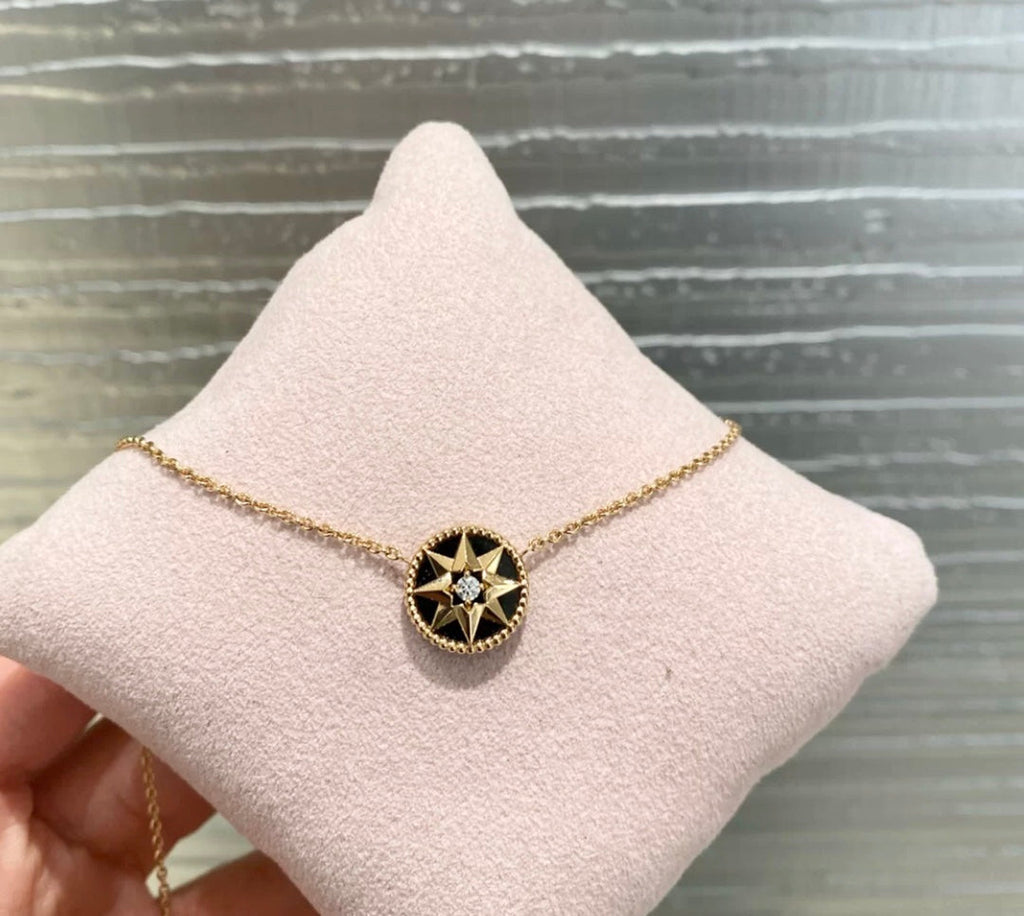 DIOR NATURAL BLACK ONYX COMPASS NECKLACE VICTOIRE