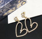 DIOR PEARL GOLD PLATED OPEN HEART  EARRINGS