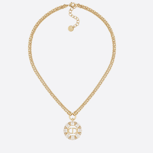 DIOR PETIT NECKLACE GOLD-FINISH METAL WITH WHITE AND SILVER
