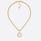 DIOR PETIT NECKLACE GOLD-FINISH METAL WITH WHITE AND SILVER