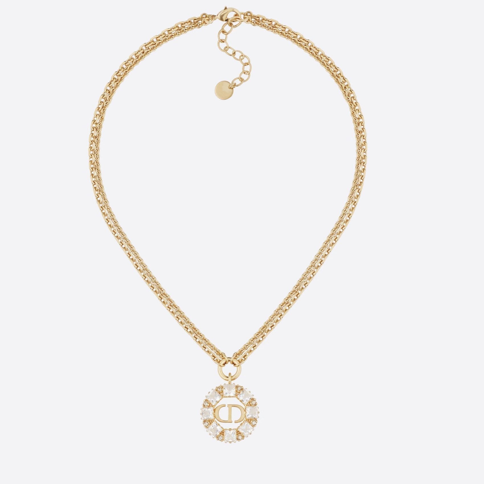 DIOR PETIT NECKLACE GOLD-FINISH METAL WITH WHITE AND SILVER