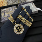 DIOR PETIT NECKLACE GOLD-FINISH METAL WITH WHITE AND SILVER