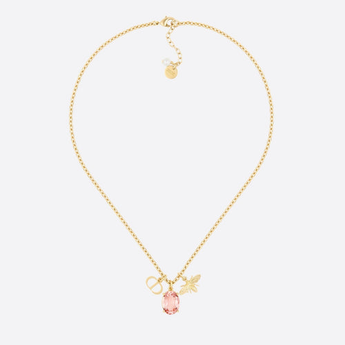 DIOR GOLD-COLORED METAL WITH WHITE RESIN PEARL NECKLACE