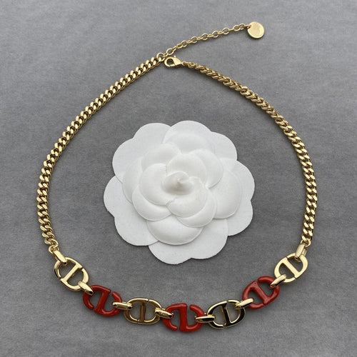 DIOR WOMEN NAVY NECKLACE GOLD-FINISH METAL