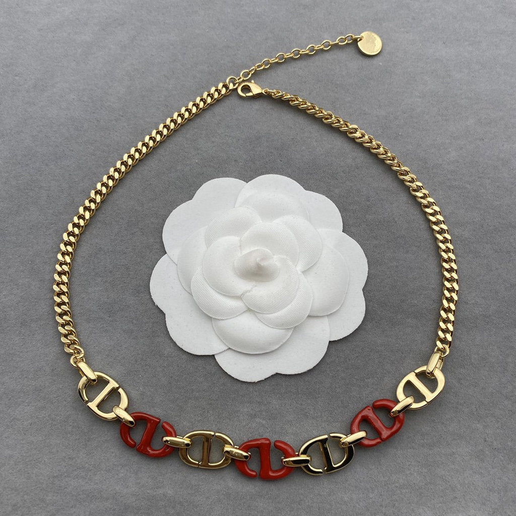 DIOR WOMEN NAVY NECKLACE GOLD-FINISH METAL