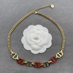 DIOR WOMEN NAVY NECKLACE GOLD-FINISH METAL