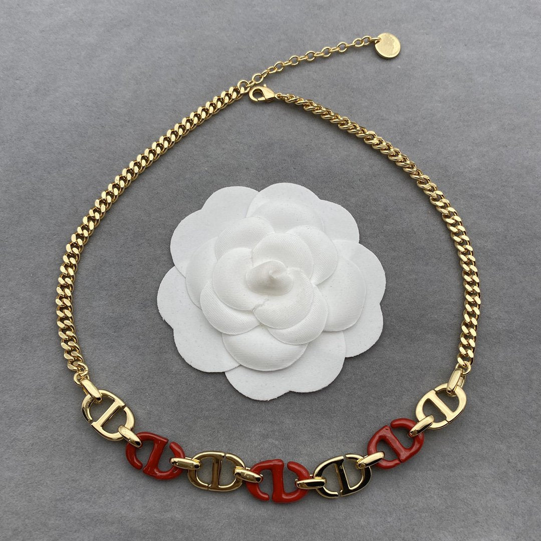 DIOR WOMEN NAVY NECKLACE GOLD-FINISH METAL