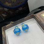 DIOR WOMEN TRIBALES EARRINGS GOLD-FINISH METAL AND LIGHT BLUE