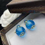 DIOR WOMEN TRIBALES EARRINGS GOLD-FINISH METAL AND LIGHT BLUE