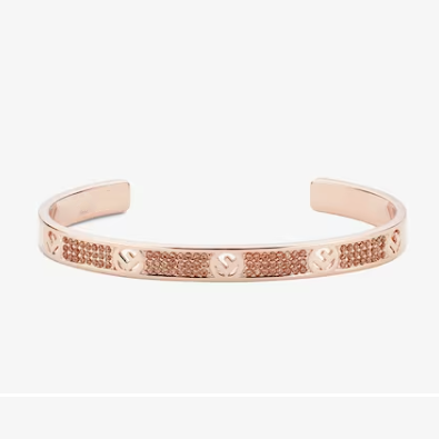 FENDI F BRACELET PINK GOLD DIAMOND CUFF
