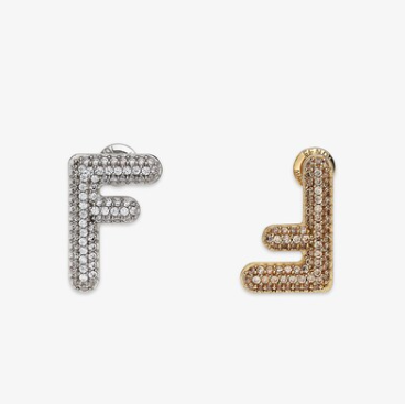 FENDI FF EARRINGS SMALL SILVER&GOLD DIAMOND
