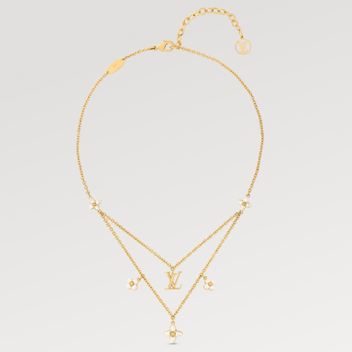 Louis Vuitton FLOWERGRAM PINK GOLD MOP DOUBLE ROW NECKLACE
