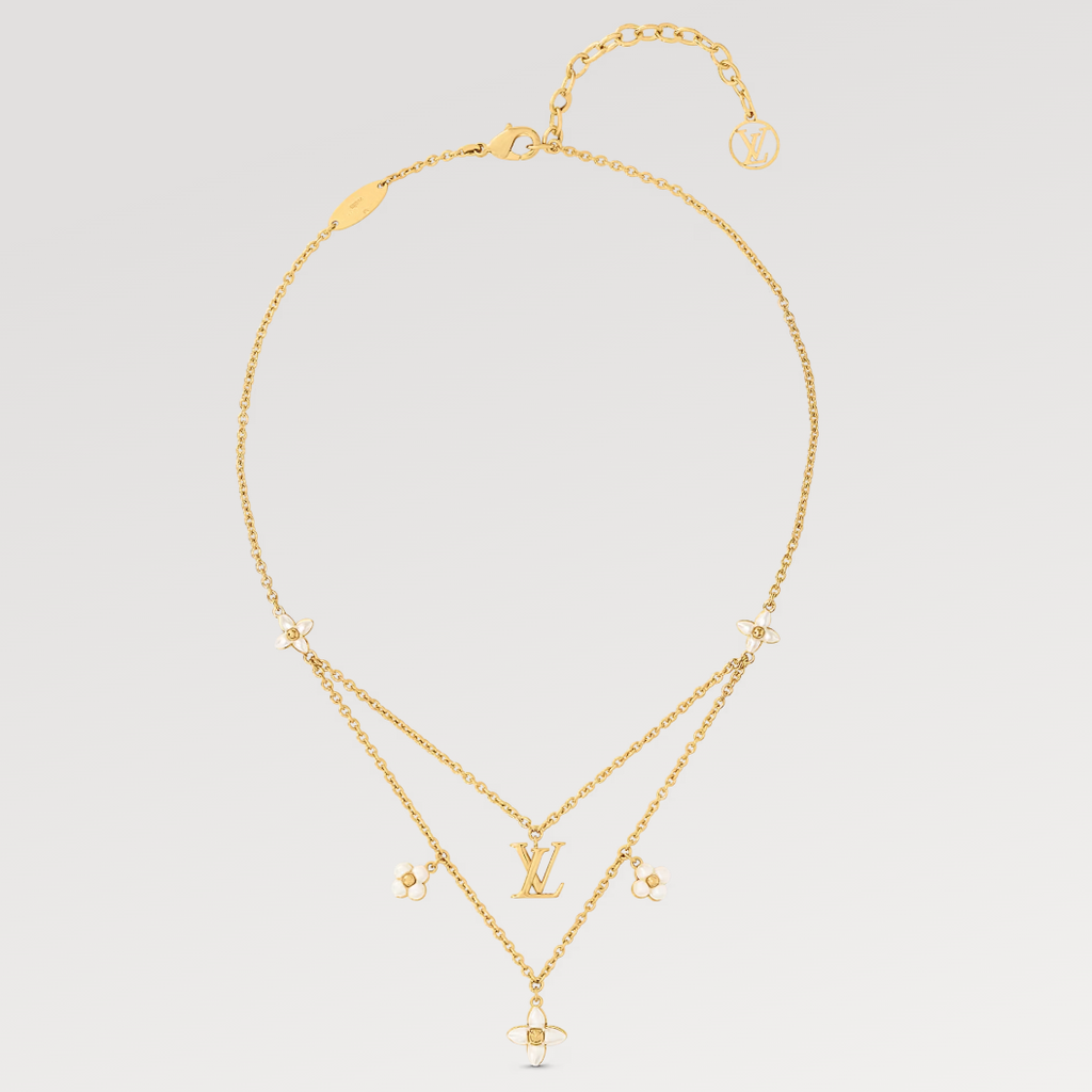 Louis Vuitton FLOWERGRAM PINK GOLD MOP DOUBLE ROW NECKLACE