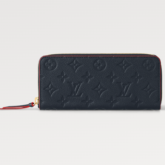 Louis Vuitton CLEMENCE WALLET 20CM BLUE RED MONOGRAM EMPREINTE LEATHER