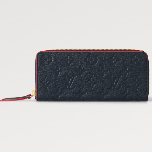 Louis Vuitton CLEMENCE WALLET 20CM BLUE RED MONOGRAM EMPREINTE LEATHER