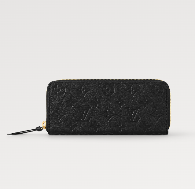Louis Vuitton CLEMENCE WALLET 20CM BLACK MONOGRAM EMPREINTE LEATHER
