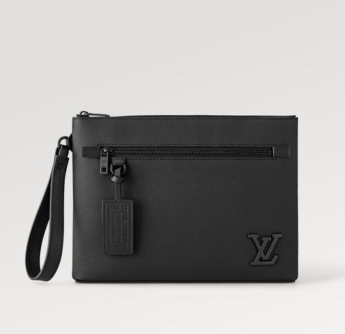 Louis Vuitton TAKEOFF POUCH 30 AEROGRAM BLACK CALFSKIN