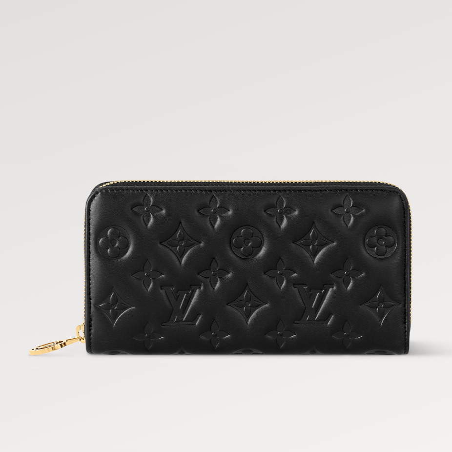Louis Vuitton ZIPPY WALLET 19 BLACK EMBOSSED LAMBSKIN
