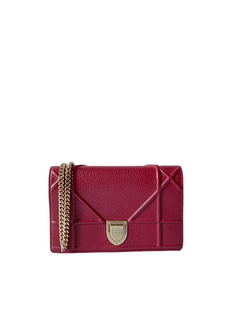 Christian Dior Burgundy Diorama Wallet on Chain