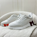 Hermes Ladies Bouncing Mesh and Suede Goatskin Sneaker in White Sz 37