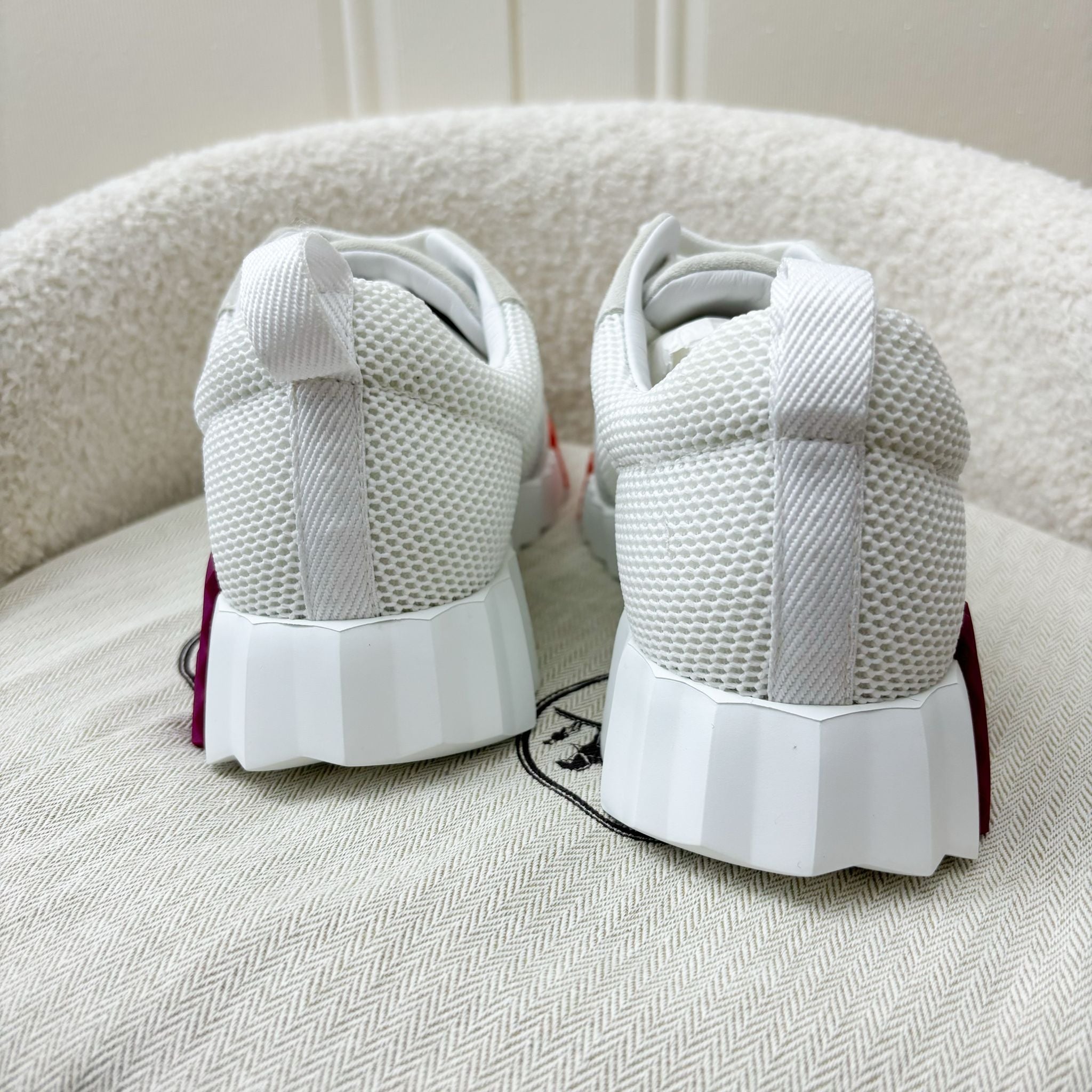 Hermes Ladies Bouncing Mesh and Suede Goatskin Sneaker in White Sz 37