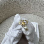 Dior Logo Earrings with Pearls in GHW